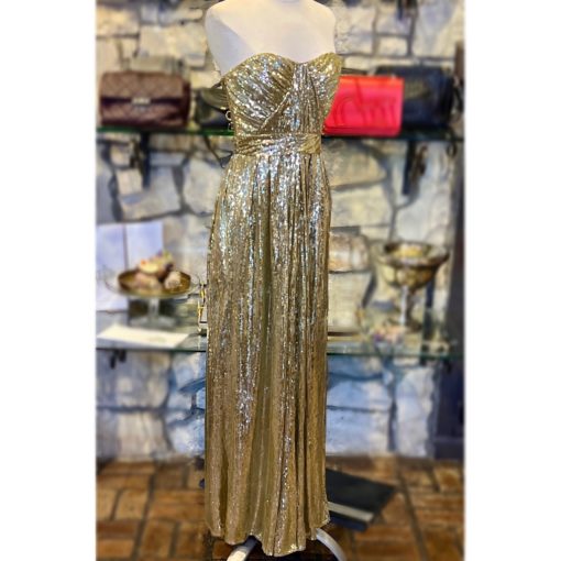 BADGLEY MISCHKA Sequin Gown in Gold (2) 1