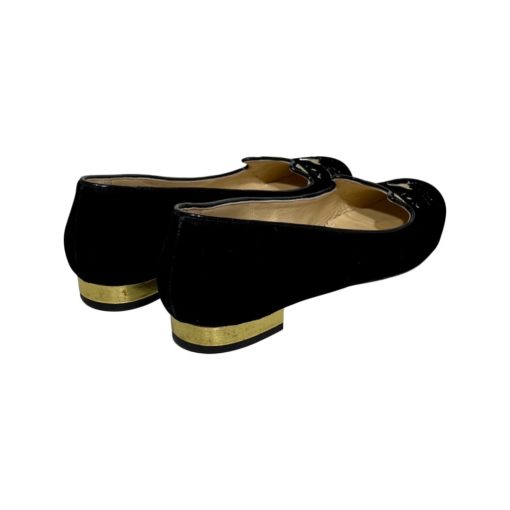 CHARLOTTE OLYMPIA Velvet Cat Flats in Black and Gold (39) 5