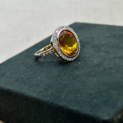 Custom Citrine Diamond Ring in 14k Gold 1