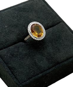Custom Citrine Diamond Ring in 14k Gold 7