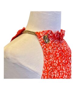 DEREK LAM Floral Tiered Dress in Red and Pink (6) 6