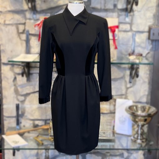 GUY LAROCHE Velvet Detail Dress in Black (36) 1