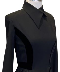GUY LAROCHE Velvet Detail Dress in Black (36) 6