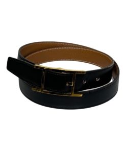HERMES Quentin Reversible Belt in Black and Saddle (90) 7