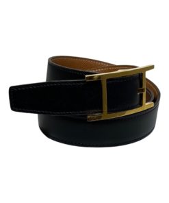 HERMES Quentin Reversible Belt in Black and Saddle (90) 5