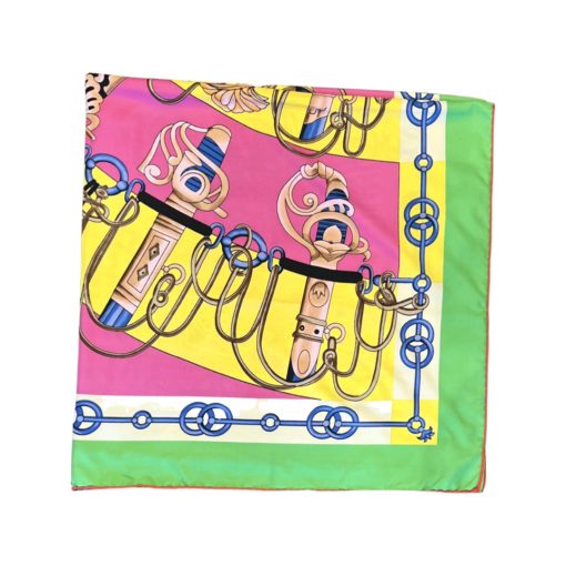 Hermès Cliquetis Scarf in Pink Lime and Multicolor 5