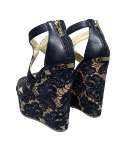 JIMMY CHOO Lace Cork Wedges in Navy (36.5) 11
