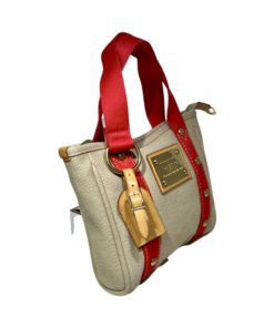 LOUIS VUITTON Toile Canvas Antiquas Bag in Tan and Red 5