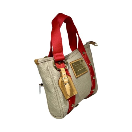 LOUIS VUITTON Toile Canvas Antiquas Bag in Tan and Red 2