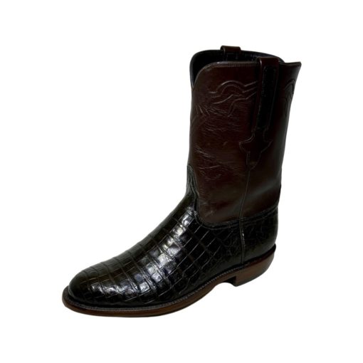 LUCCHESE Ultra Caiman Croc Roper Boots in Chocolate Brown (10.5) 1