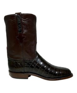 LUCCHESE Ultra Caiman Croc Roper Boots in Chocolate Brown (10.5) 5