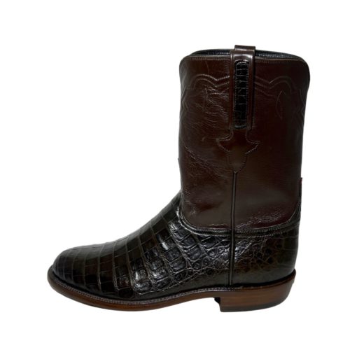 LUCCHESE Ultra Caiman Croc Roper Boots in Chocolate Brown (10.5) 3