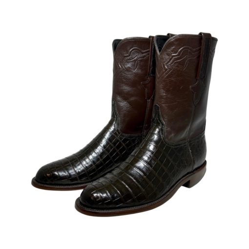 LUCCHESE Ultra Caiman Croc Roper Boots in Chocolate Brown (10.5) 4