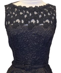 OSCAR DE LA RENTA Floral Textured Dress in Black 6 6