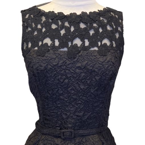 OSCAR DE LA RENTA Floral Textured Dress in Black 6 2