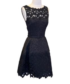 OSCAR DE LA RENTA Floral Textured Dress in Black 6 9