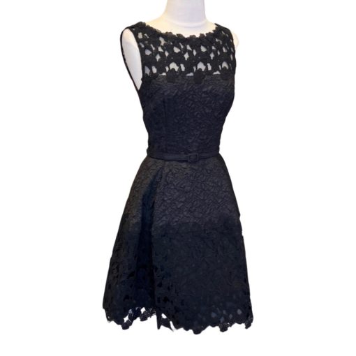 OSCAR DE LA RENTA Floral Textured Dress in Black 6 5