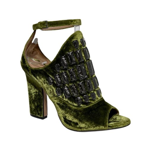 SAMUELE FAILLI Velvet Glove Sandal in Green and Pewter (38.5) 1