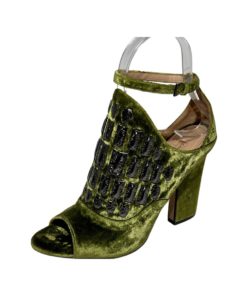 SAMUELE FAILLI Velvet Glove Sandal in Green and Pewter (38.5) 11