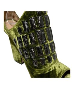 SAMUELE FAILLI Velvet Glove Sandal in Green and Pewter (38.5) 12