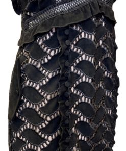 SELF PORTRAIT Button Crochet Dress in Black (6) 8