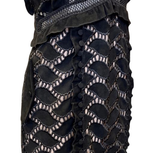 SELF PORTRAIT Button Crochet Dress in Black (6) 3