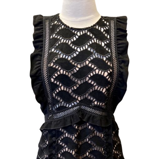 SELF PORTRAIT Button Crochet Dress in Black (6) 4