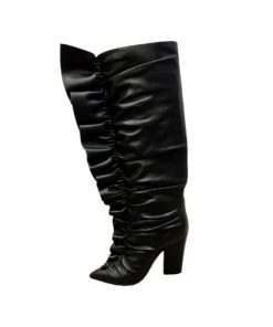 SERGIO ROSSI Ruffle Leather Boots in Black (38) 5