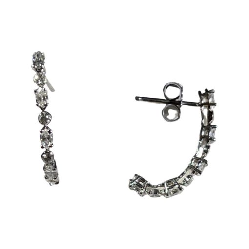 STULLER Diamond J-Hoop Earrings in 14k White Gold 1