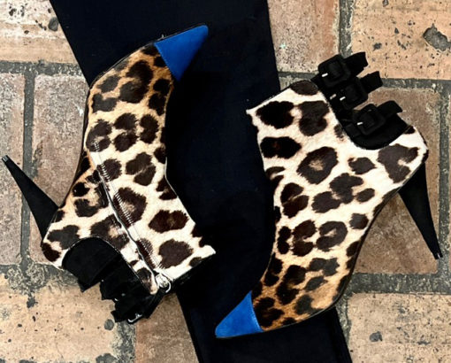GIUSEPPE ZANOTTI Leopard Booties in Brown, Black and Blue (40.5) 1