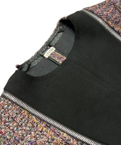 CELINE Zipper Tweed Jacket in Wine, Black, Purple, Green, Orange and Red (40) 6