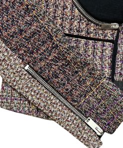 CELINE Zipper Tweed Jacket in Wine, Black, Purple, Green, Orange and Red (40) 8