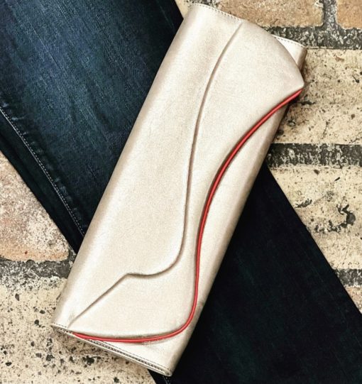 CHRISTIAN LOUBOUTIN Stiletto Clutch in Gold & Red 1