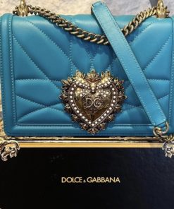 DOLCE & GABBANA Medium Devotion Crossbody Shoulder Bag in Turquoise 12