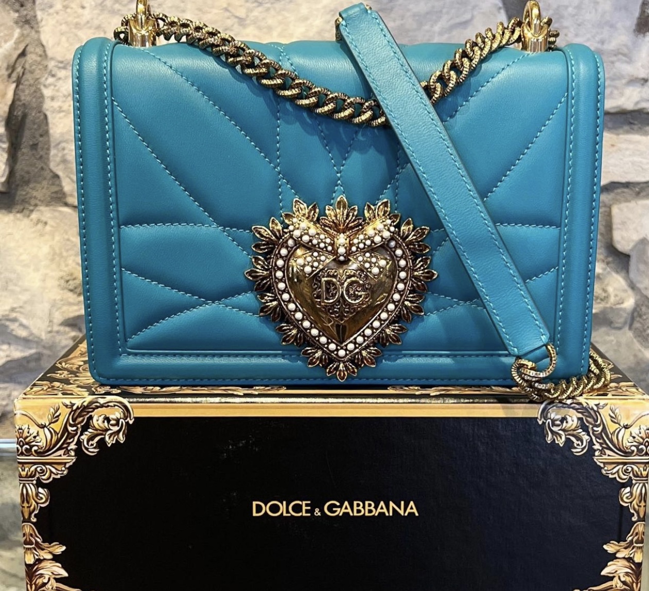 DOLCE & GABBANA Medium Devotion Crossbody Shoulder Bag in Turquoise - More  Than You Can Imagine