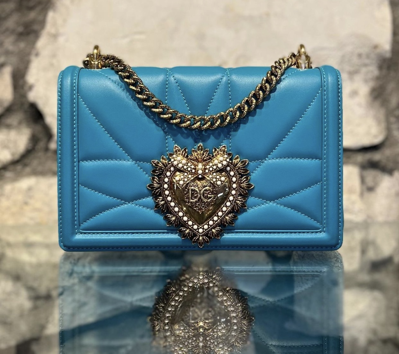 DOLCE & GABBANA Medium Devotion Crossbody Shoulder Bag in Turquoise - More  Than You Can Imagine