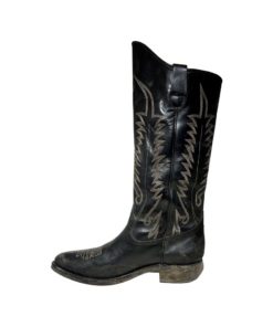 Golden Goose Cowboy Boots in Black Distressed Leather (40) 7