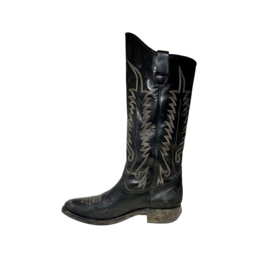 Golden Goose Cowboy Boots in Black Distressed Leather (40) 2