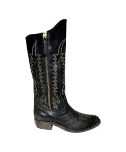 Golden Goose Cowboy Boots in Black Distressed Leather (40) 8