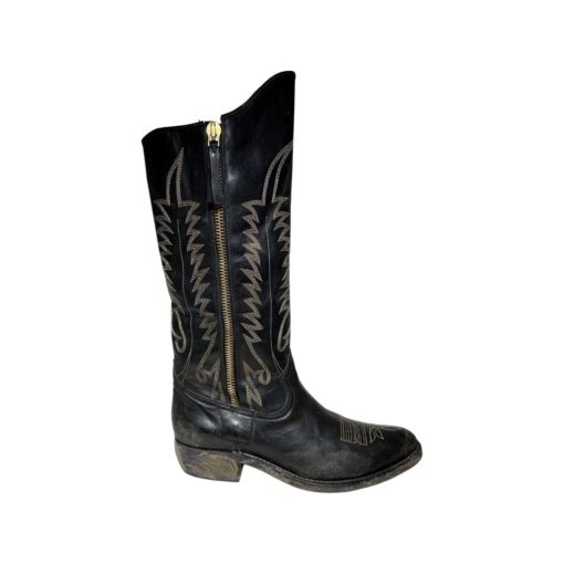 Golden Goose Cowboy Boots in Black Distressed Leather (40) 3