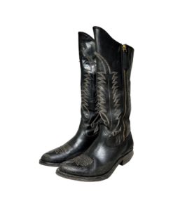 Golden Goose Cowboy Boots in Black Distressed Leather (40) 10