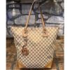 GUCCI Large GG Charm Tote in Monogram Canvas and Brown Leather 10