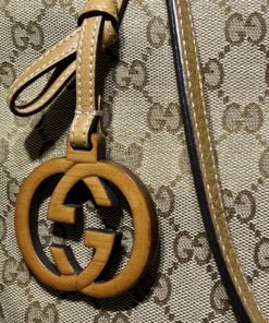 GUCCI Large GG Charm Tote in Monogram Canvas and Brown Leather 5
