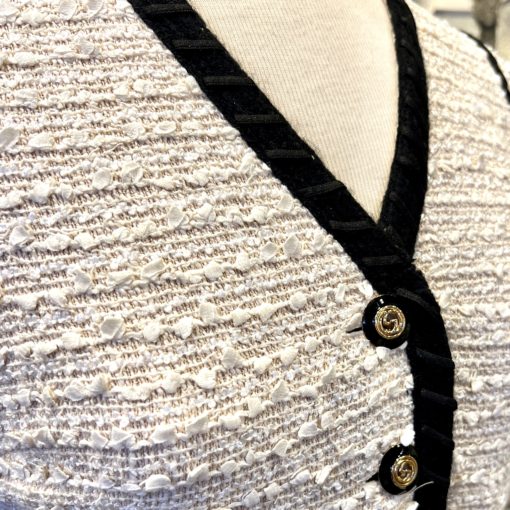GUCCI Tweed Contrast Trim Midi Dress in Ivory (38) 2