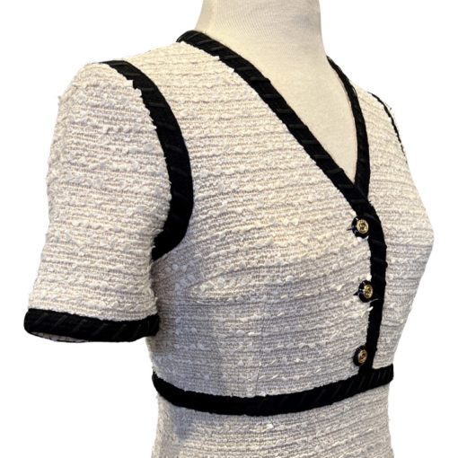 GUCCI Tweed Contrast Trim Midi Dress in Ivory (38) 5