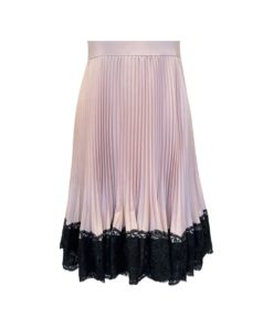 VALENTINO Pleated Lace Hem Dress in Blush and Black (4) 6
