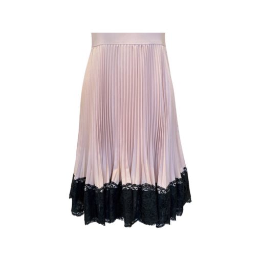 VALENTINO Pleated Lace Hem Dress in Blush and Black (4) 2