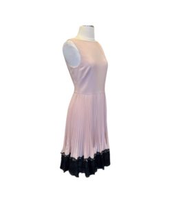 VALENTINO Pleated Lace Hem Dress in Blush and Black (4) 7
