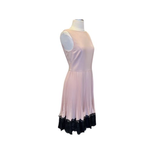 VALENTINO Pleated Lace Hem Dress in Blush and Black (4) 3