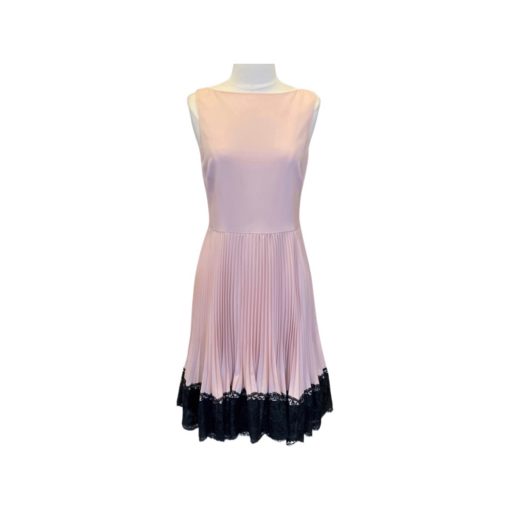 VALENTINO Pleated Lace Hem Dress in Blush and Black (4) 4